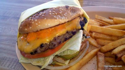 B &C Burger complete with radioactive orange spread!