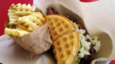 Hot Pastrami Bruxie with Waffle Fries